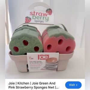 Joie Green and Pink Strawberry Sponges
